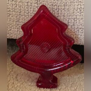 Red Christmas Tree Shaped Photo Holder or Trinket Holder